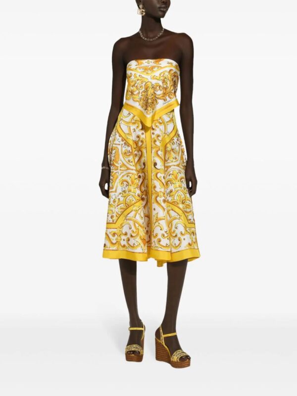 Dolce & Gabbana  Majolica-print silk midi dress - Image 3