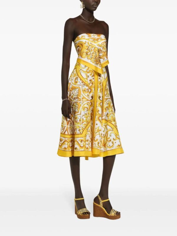 Dolce & Gabbana  Majolica-print silk midi dress - Image 2