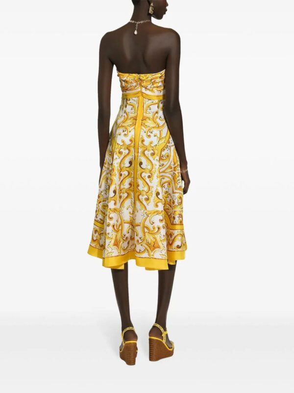 Dolce & Gabbana  Majolica-print silk midi dress - Image 4