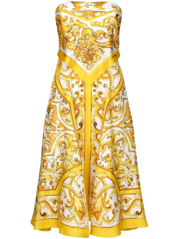 Dolce & Gabbana  Majolica-print silk midi dress