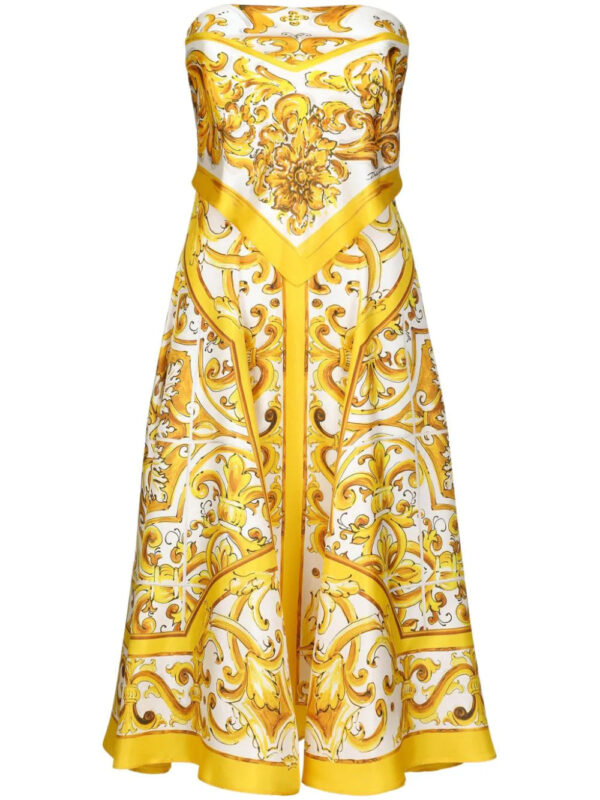 Dolce & Gabbana  Majolica-print silk midi dress