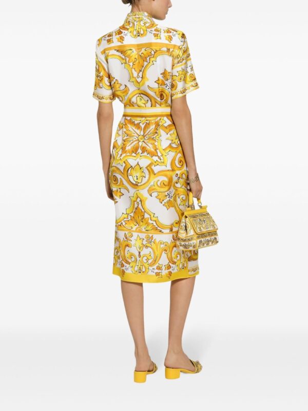 Dolce & Gabbana Majolica-print silk midi dress - Image 3