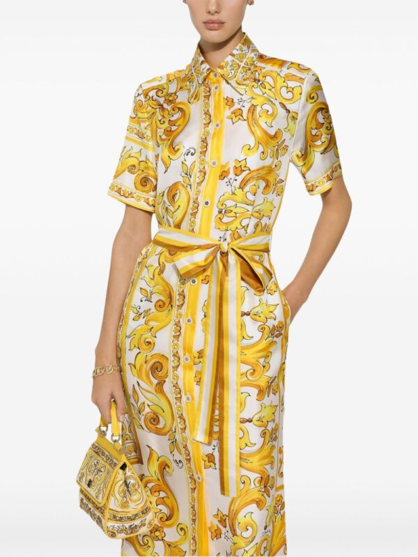 Dolce & Gabbana Majolica-print silk midi dress - Image 4
