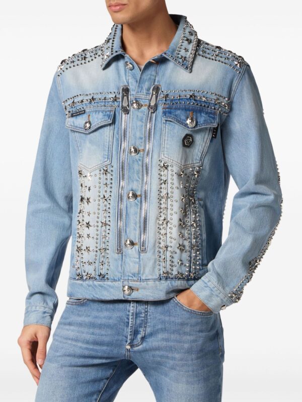 Philipp Plein  star-stud embellished denim jacket - Image 2