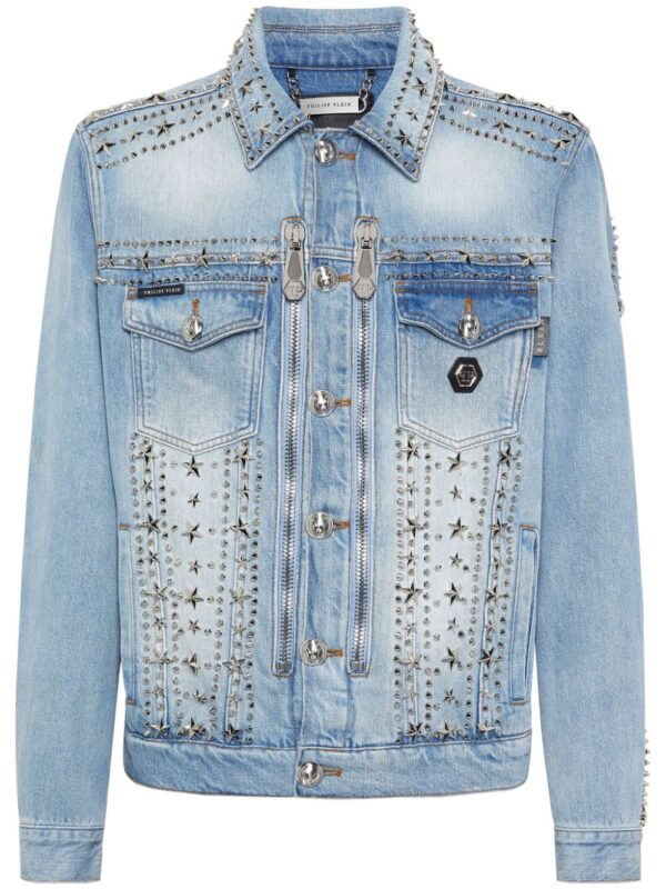 Philipp Plein  star-stud embellished denim jacket