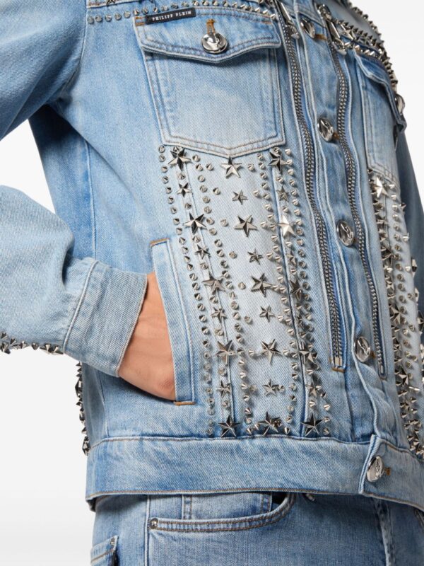 Philipp Plein  star-stud embellished denim jacket - Image 4