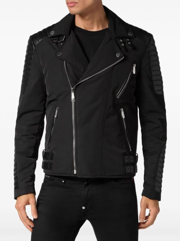 Philipp Plein  padded-detail leather biker jacket - Image 3