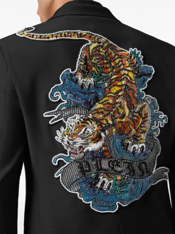 Philipp Plein  beaded peak-lapel blazer - Image 4