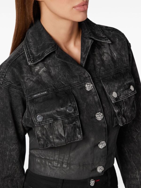 Philipp Plein  drop-shoulder cropped denim jacket - Image 4