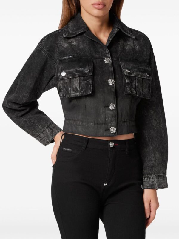 Philipp Plein  drop-shoulder cropped denim jacket - Image 2