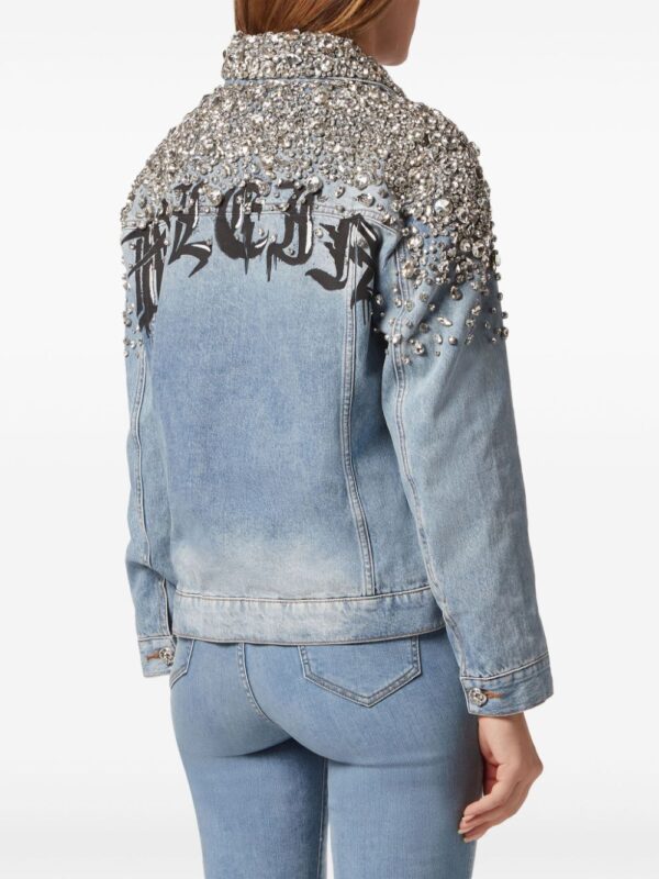 Philipp Plein  crystal-embellished denim jacket - Image 4