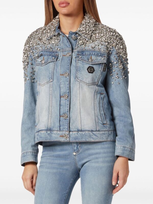 Philipp Plein  crystal-embellished denim jacket - Image 3