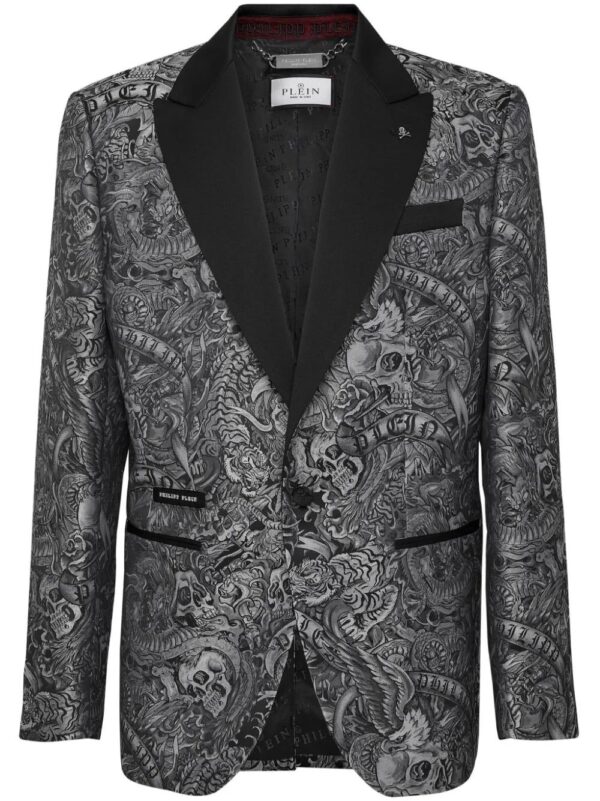 Philipp Plein  tattoo-print twill blazer