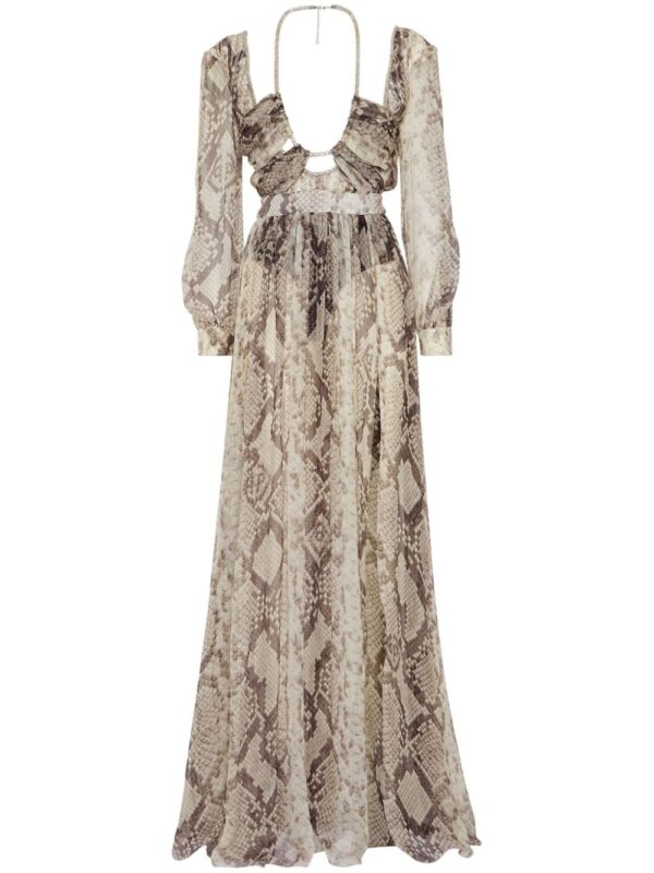 Philipp Plein snakeskin-print silk maxi dress - Image 5