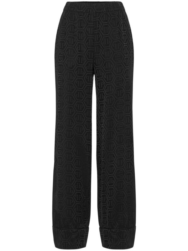 Philipp Plein  monogram-pattern wide-leg trousers