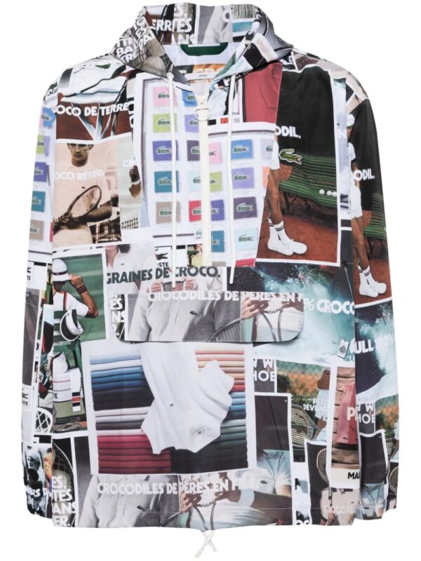 Lacoste  Heritage-print hooded jacket