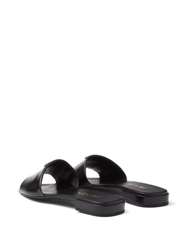 Prada triangle-logo leather slides - Image 3