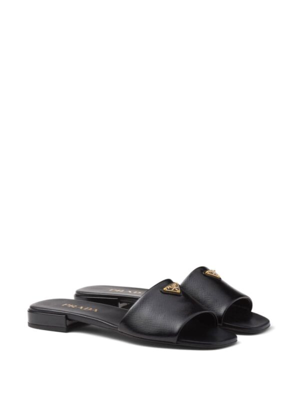 Prada triangle-logo leather slides - Image 2