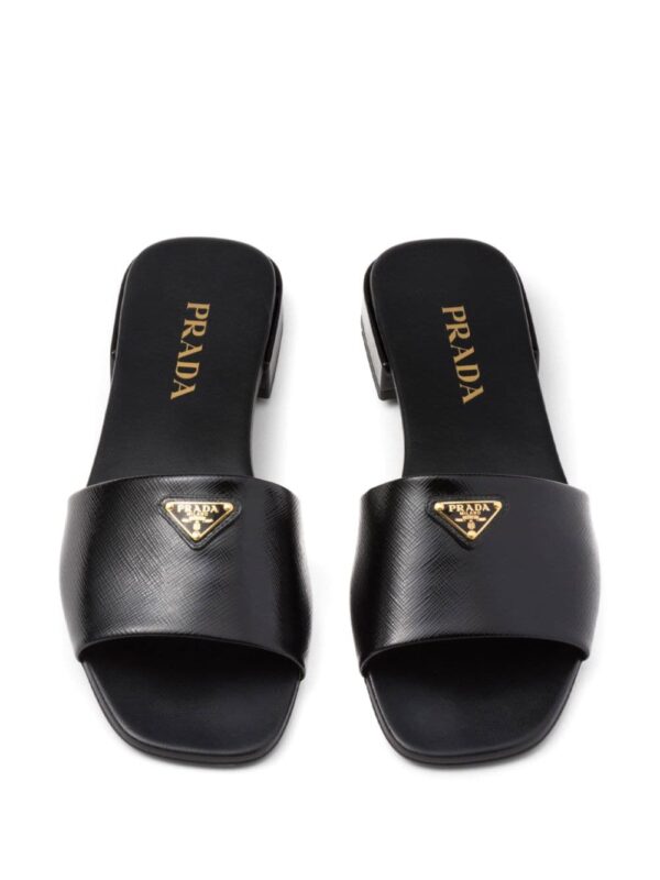 Prada triangle-logo leather slides - Image 4