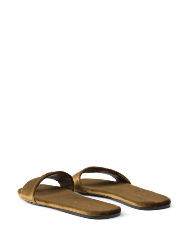 Prada logo-appliqué velvet slides - Image 3