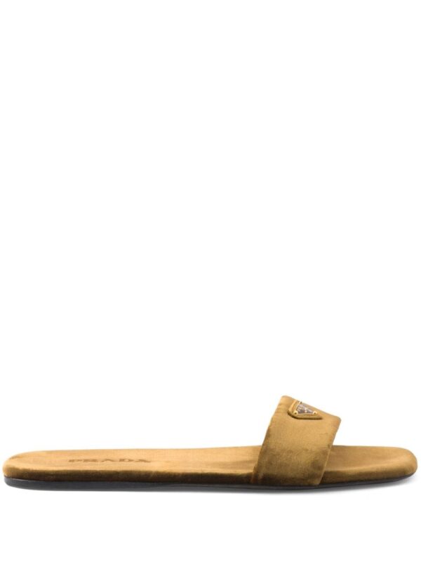 Prada logo-appliqué velvet slides