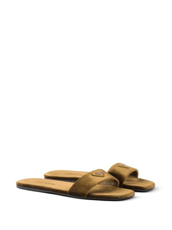 Prada logo-appliqué velvet slides - Image 2