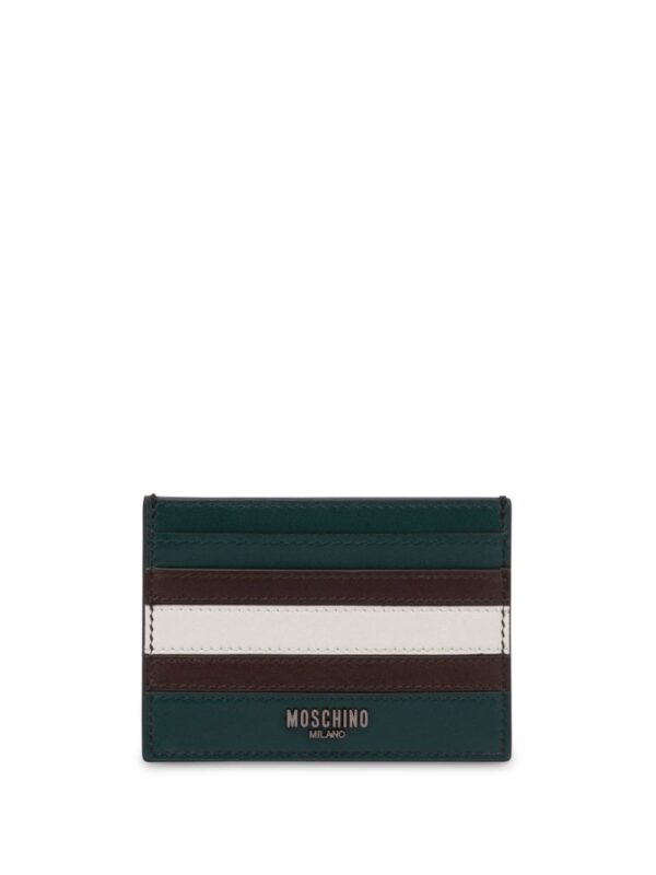 Moschino stripe-detail leather card holder