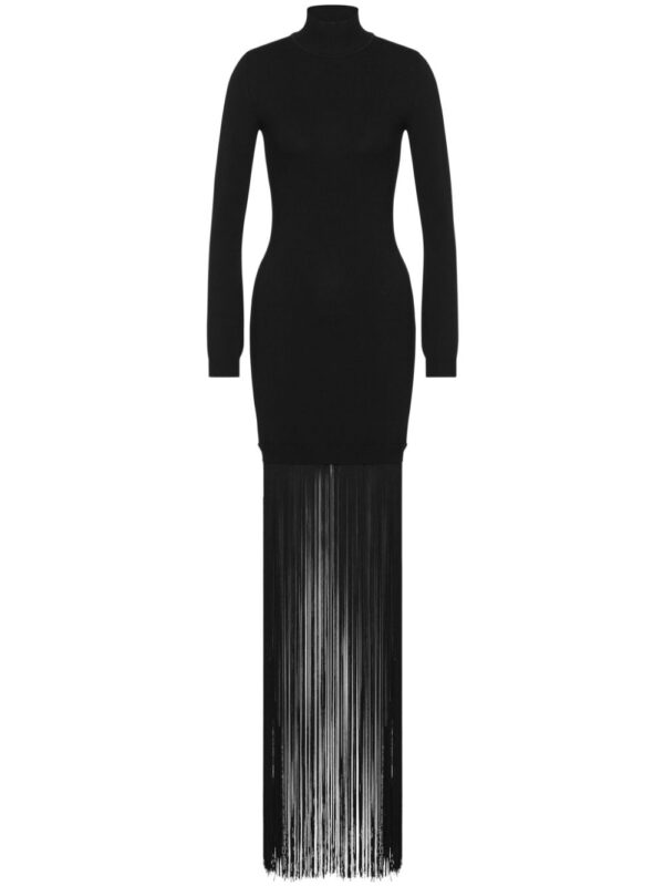 Moschino fringe-detail long-sleeved dress