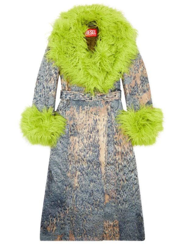 Diesel  faux-fur belted-waist jacket
