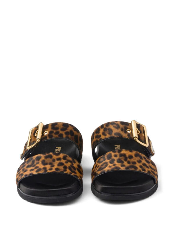 Prada  triangle-logo animal-print sandals - Image 3