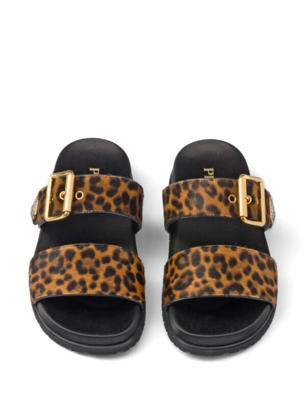 Prada  triangle-logo animal-print sandals - Image 4