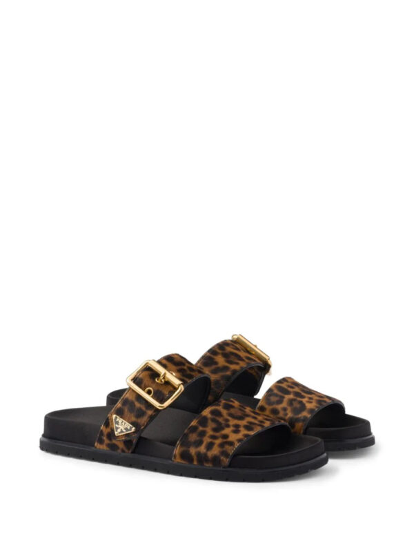 Prada  triangle-logo animal-print sandals - Image 2