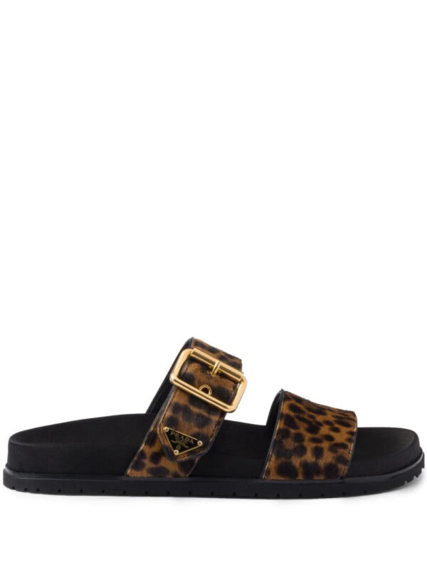 Prada  triangle-logo animal-print sandals