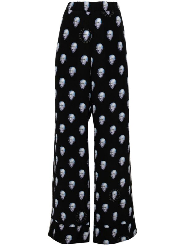 Stella McCartney  graphic-print wide-leg silk trousers