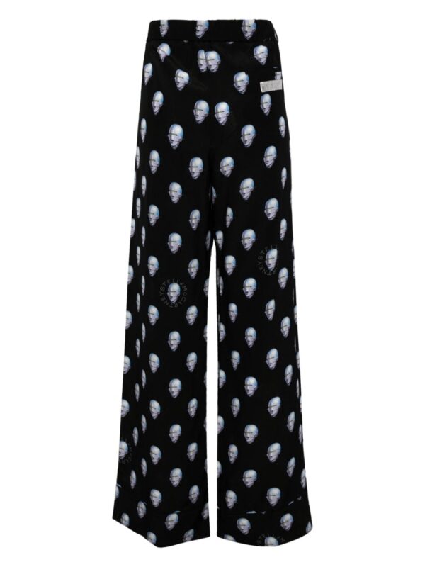 Stella McCartney  graphic-print wide-leg silk trousers - Image 2