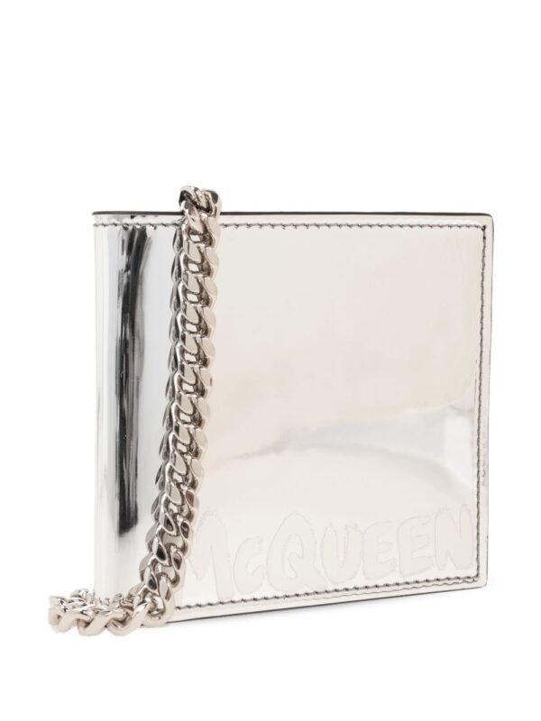Alexander McQueen logo-print metallic chain wallet - Image 3