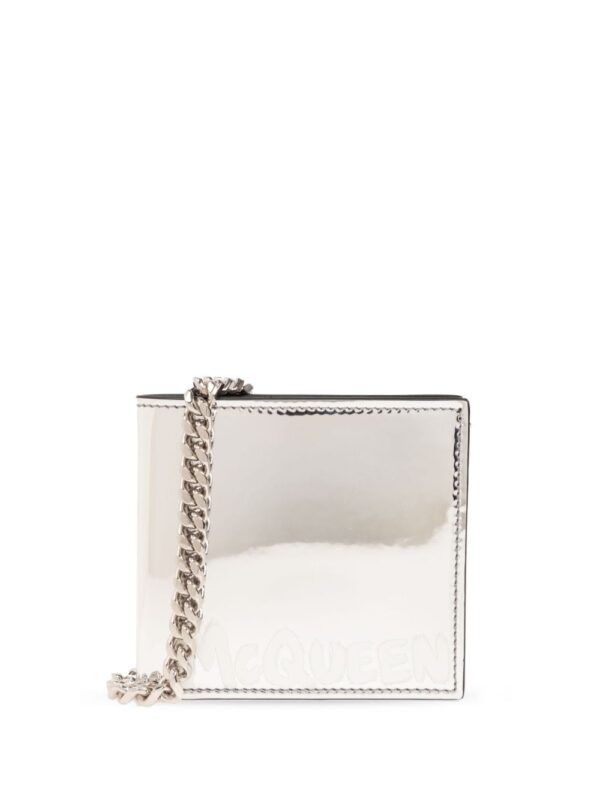 Alexander McQueen logo-print metallic chain wallet