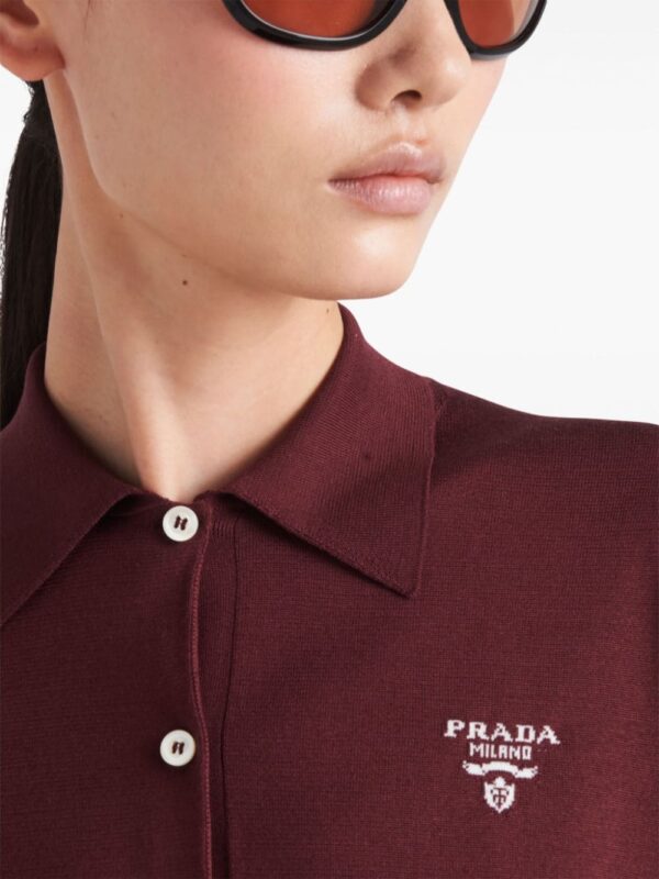 Prada  embroidered-logo silk polo shirt - Image 4