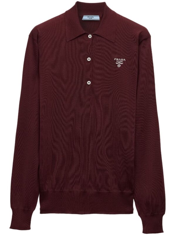 Prada  embroidered-logo silk polo shirt