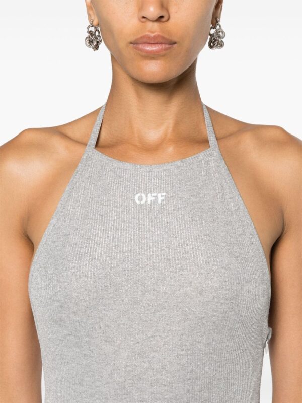 Off-White ribbed-knit lurex mini dress - Image 5