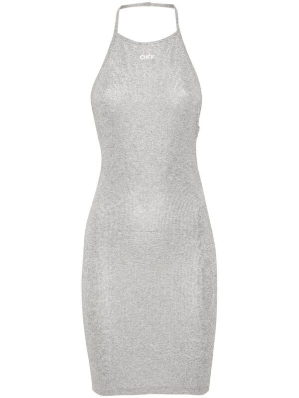 Off-White ribbed-knit lurex mini dress