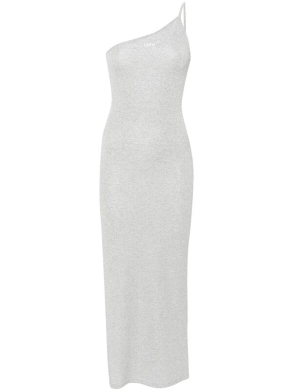Off-White ribbed-knit lurex midi dress