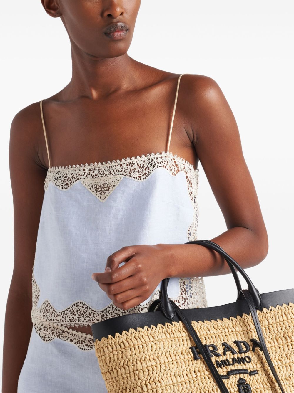 Prada lace-trimmed linen top - Image 3