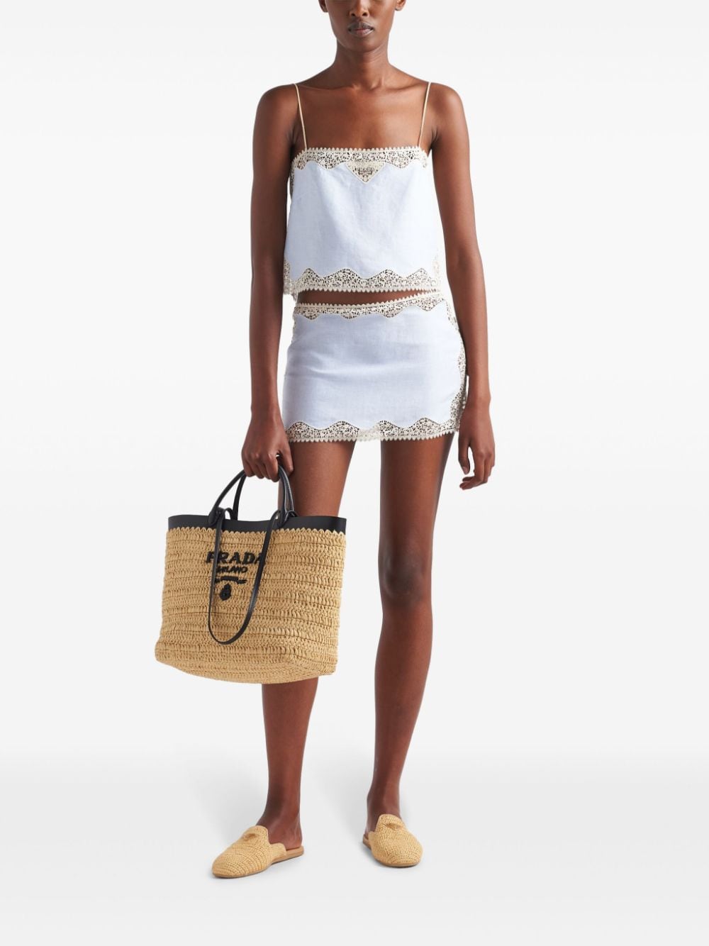 Prada lace-trimmed linen top - Image 2