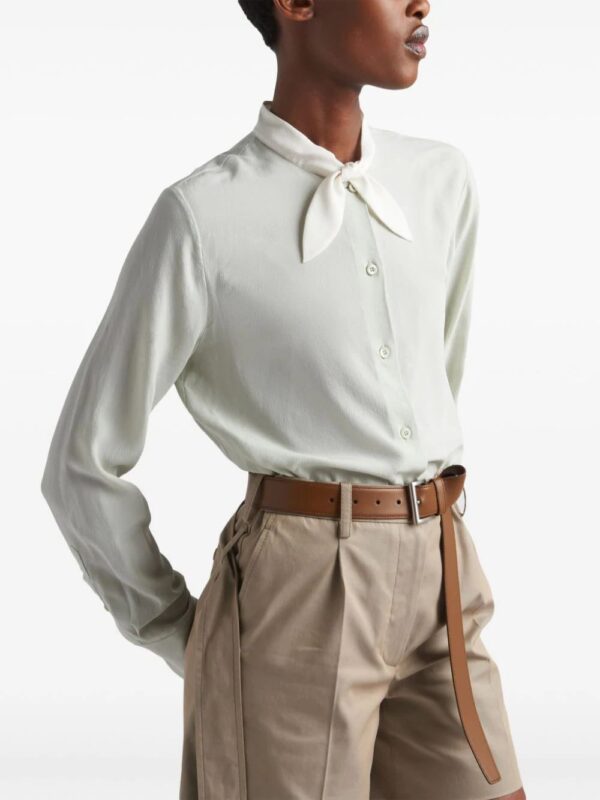 Prada  scarf-collar silk shirt - Image 4