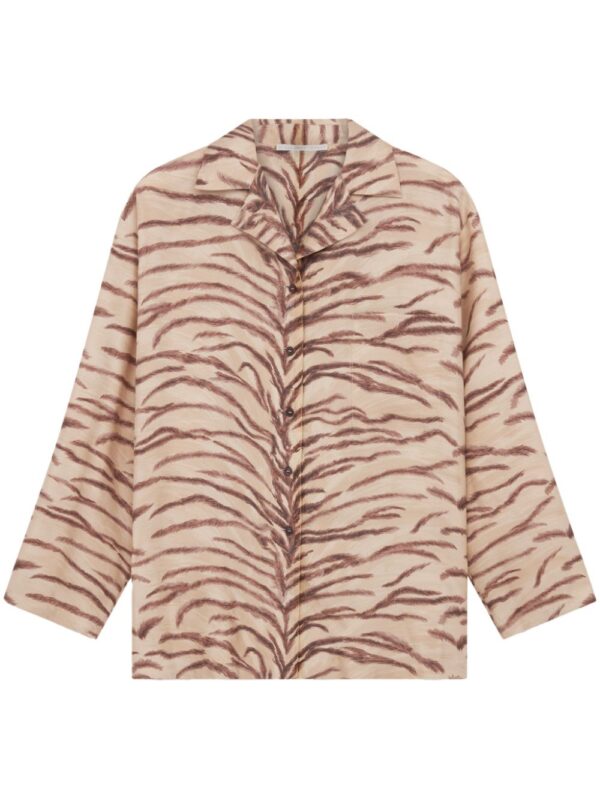 Stella McCartney  tiger-print silk pajama shirt