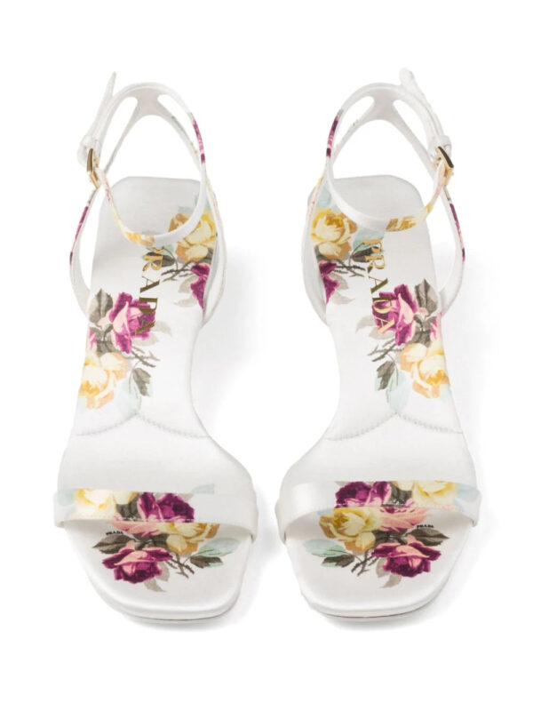 Prada  35mm floral-print satin sandals - Image 3