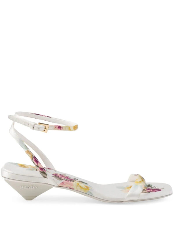 Prada  35mm floral-print satin sandals