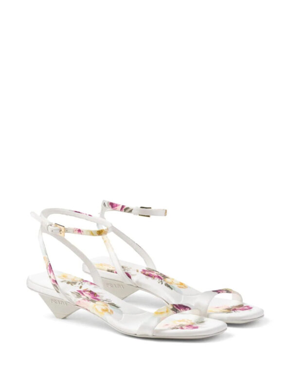 Prada  35mm floral-print satin sandals - Image 2