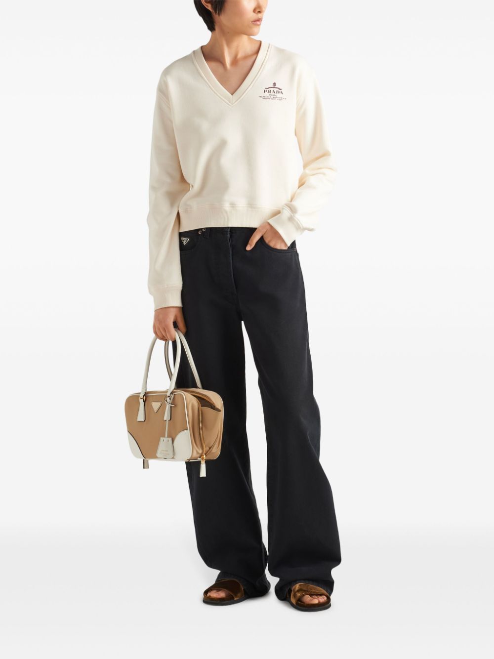 Prada logo-print cotton sweatshirt - Image 2